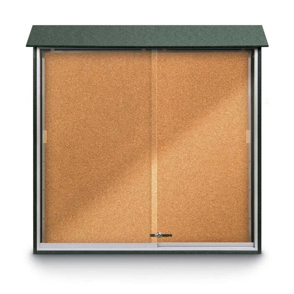 Outdoor Enclosed Combo Board, 72"x36", Bronze Frame/Grey & Surf